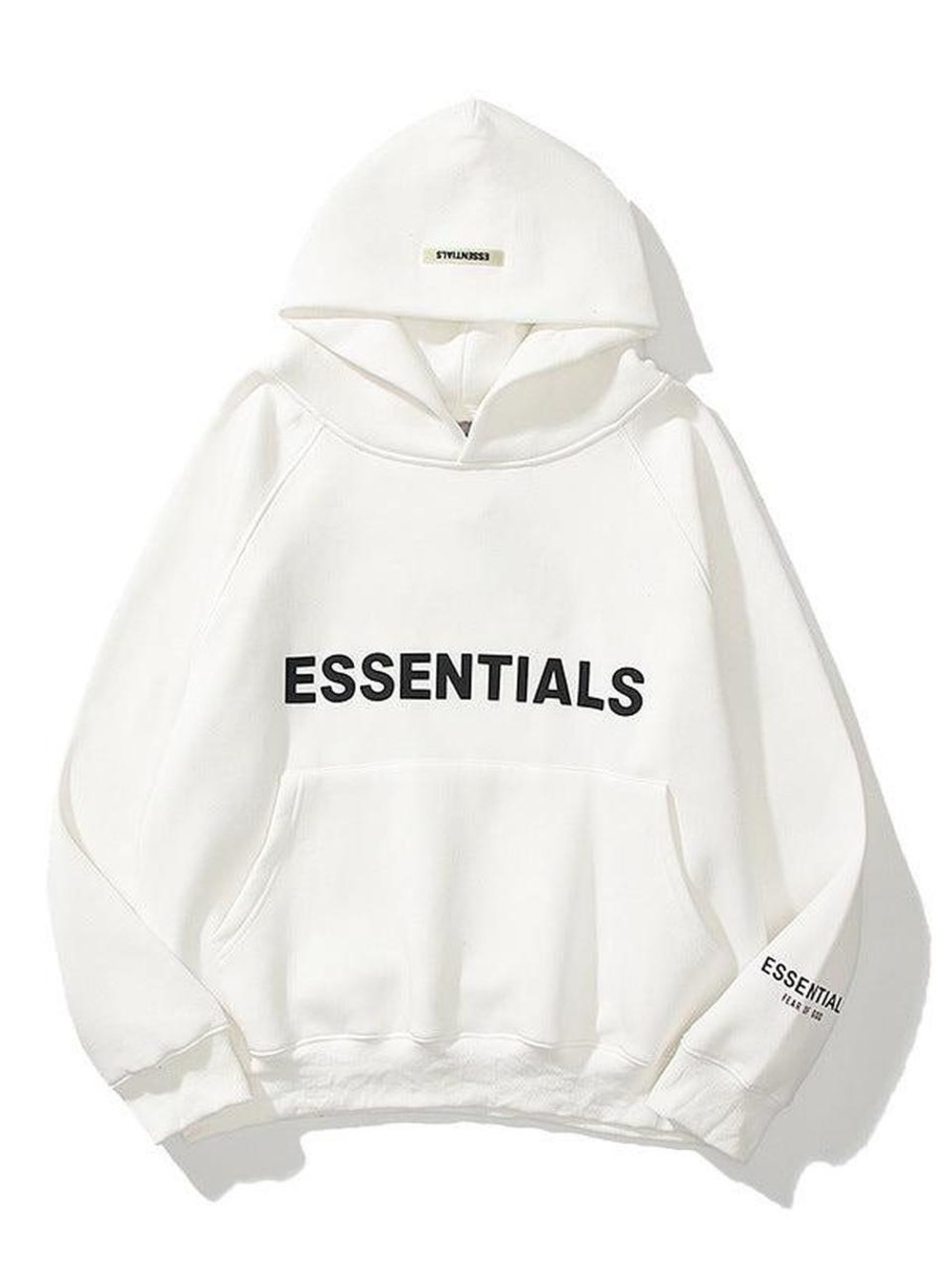 ESSENTIALS White Hoodie with Bold Logo